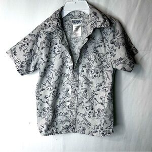 Alex&Jack White Gray Dinosaur Print Kids Button Down Shirt Boy Toddlers Size 4T